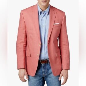 Lauren Ralph Lauren UltraFlex Classic Fit Red Salmon Coral Linen Sport Coat